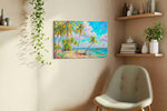 Tropical Serenity Escape beach canvas print, displayed in a living room