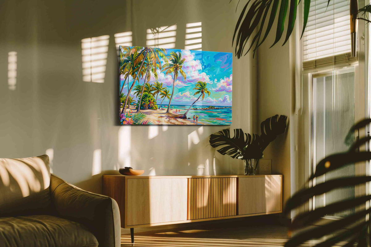 Tropical Serenity Escape beach canvas print, on wall, lifestyle preview