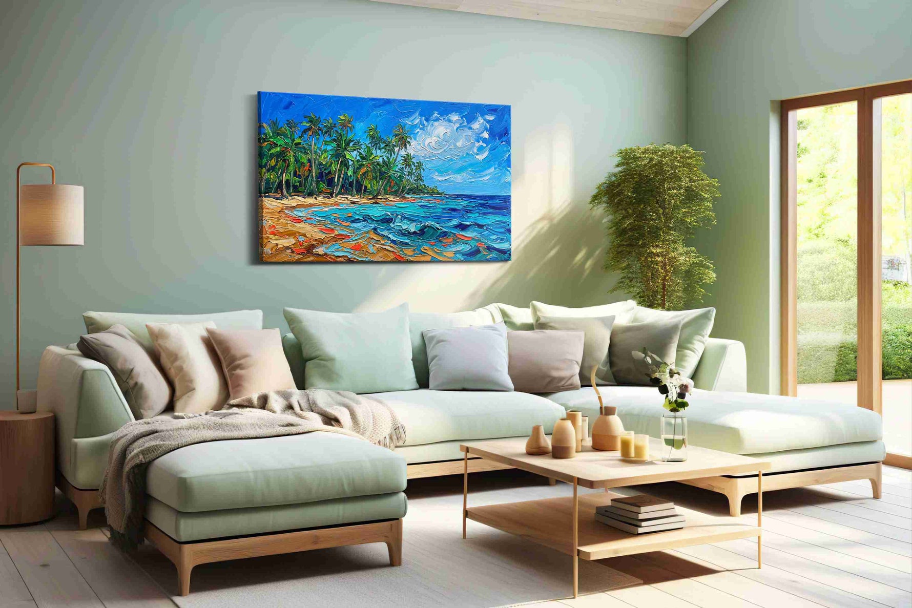 Tropical Serenity Splash beach canvas print, hanging on wall