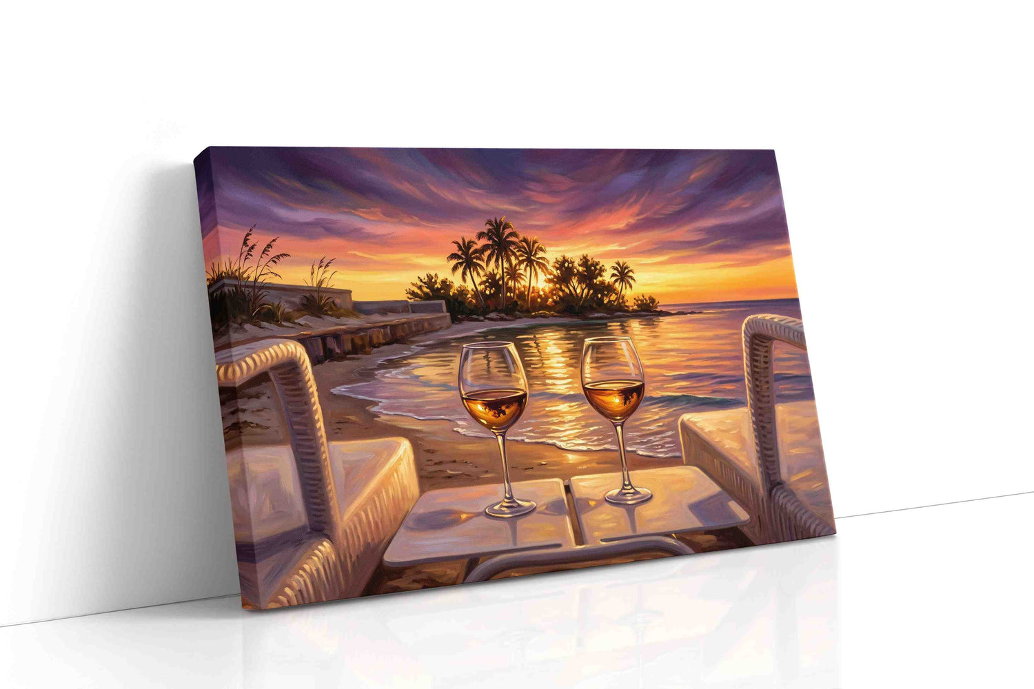 Twilight Toast by the Sea beach canvas print, gallery-wrapped, ready to hang