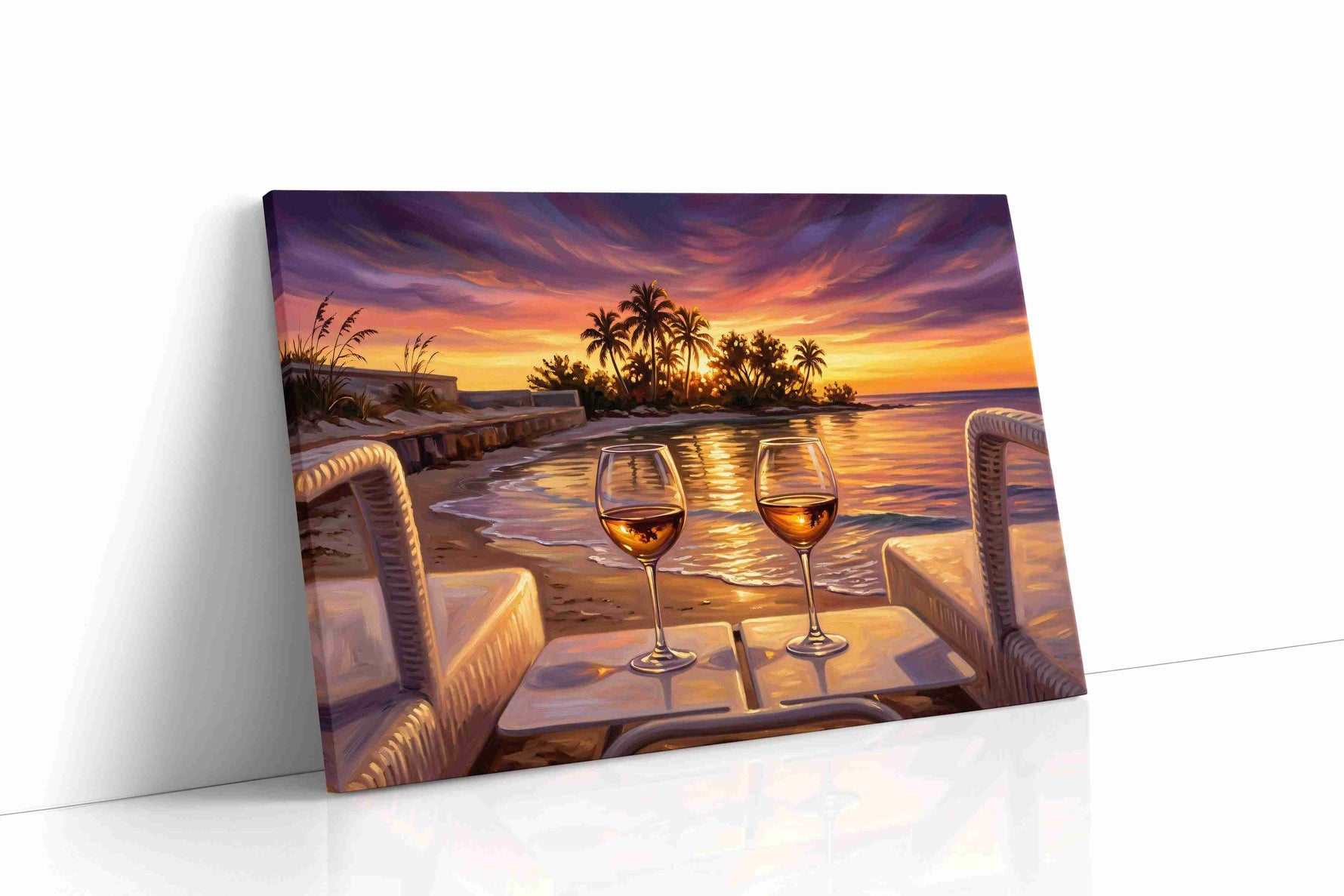 Twilight Toast by the Sea beach canvas print gallery-wrapped landscape canvas studio shot