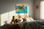 Vibrant Whispers of the Tropics beach canvas print, displayed in a bedroom