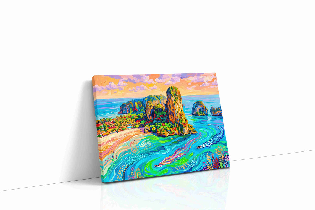 Vibrant Whispers of the Tropics beach canvas print gallery-wrapped landscape canvas studio shot