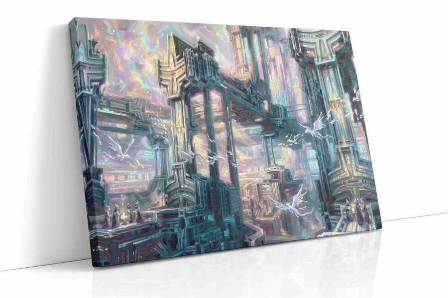 Celestial Cityscape Dream fantasy canvas print, gallery-wrapped, ready to hang