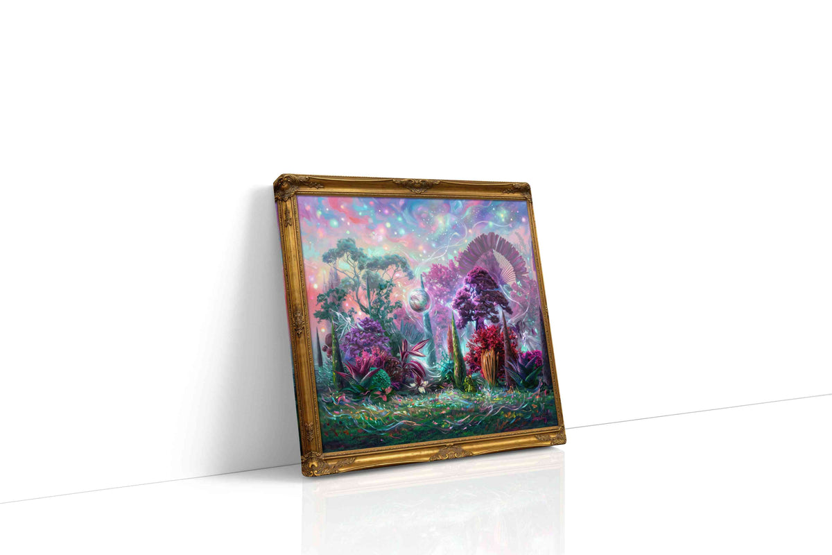 Celestial Garden Dreamscape fantasy canvas print gallery-wrapped square canvas studio shot