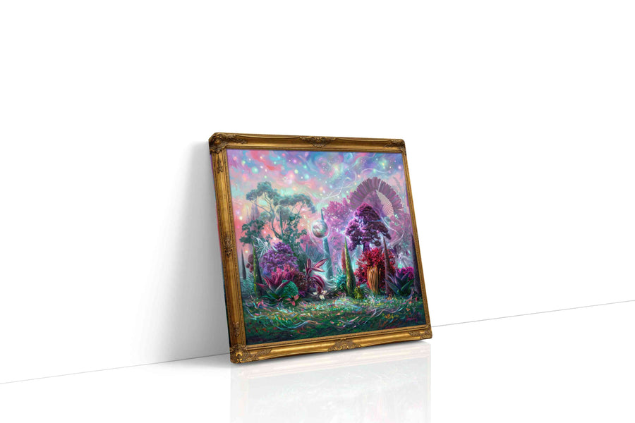 Celestial Garden Dreamscape fantasy canvas print gallery-wrapped square canvas studio shot