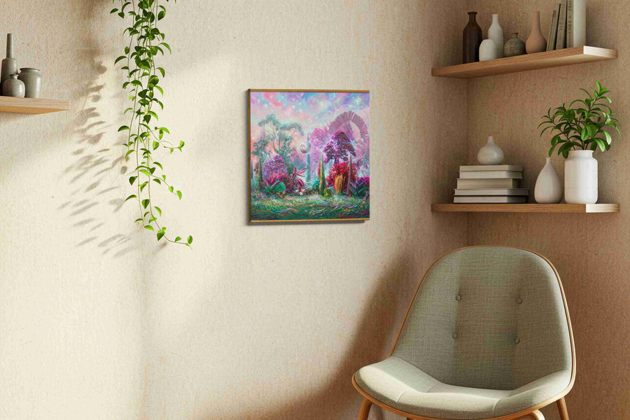 Celestial Garden Dreamscape fantasy canvas print, hanging on wall