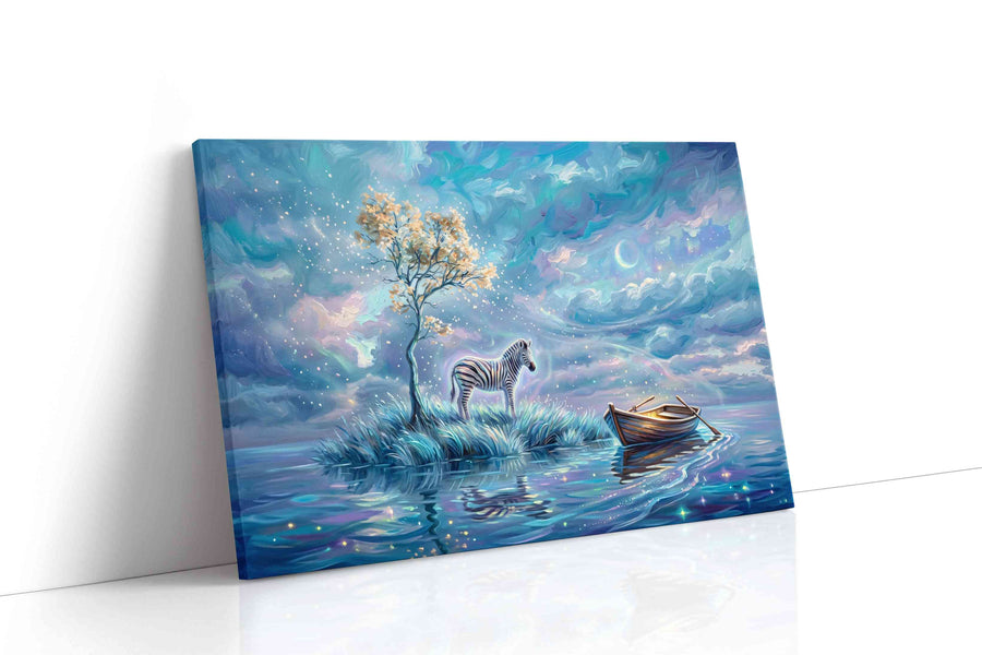 Celestial Zebra Dreams fantasy canvas print gallery-wrapped landscape canvas studio shot