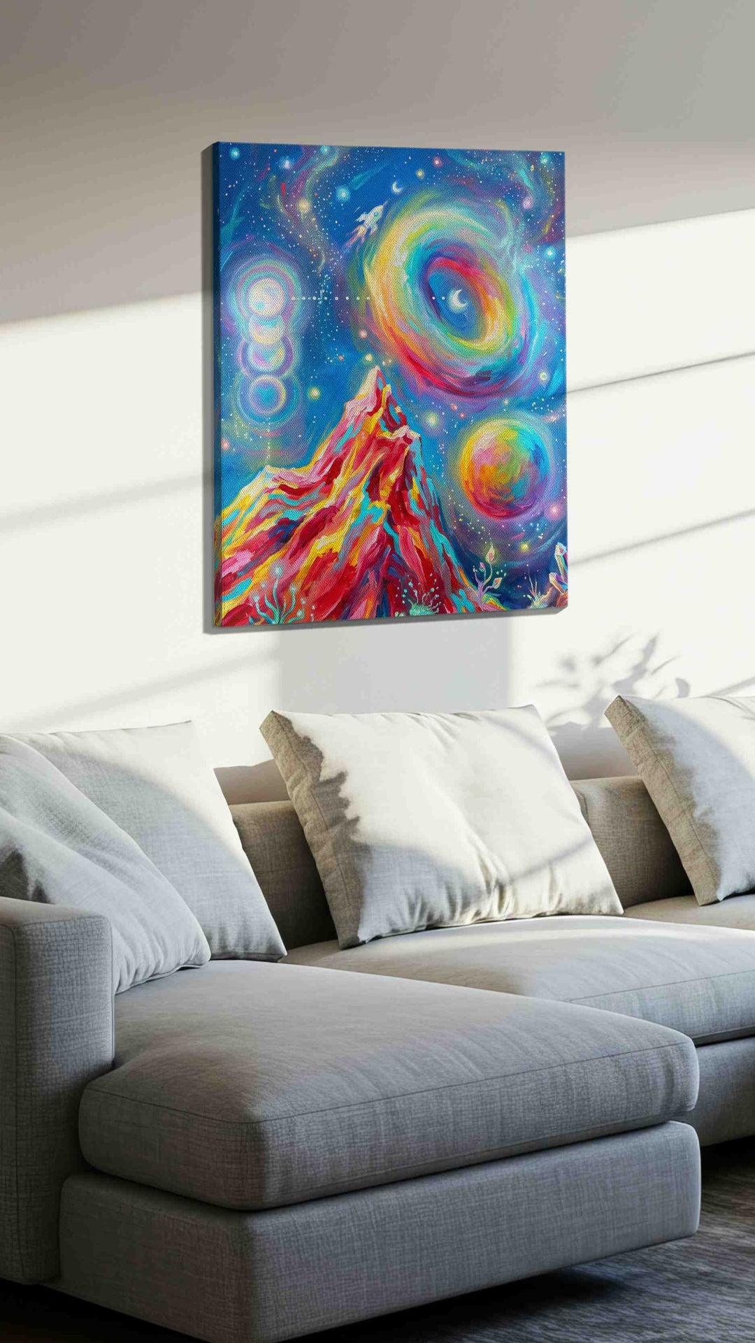 Cosmic Dreams Unveiled - Fantasy Wall Art, Magical Canvas Print, Mythical Art
