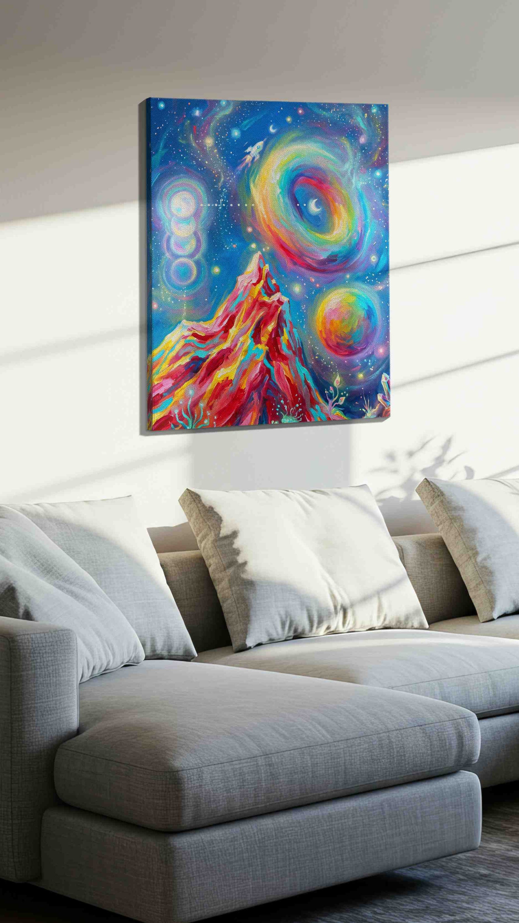 Cosmic Dreams Unveiled - Fantasy Wall Art, Magical Canvas Print, Mythical Art