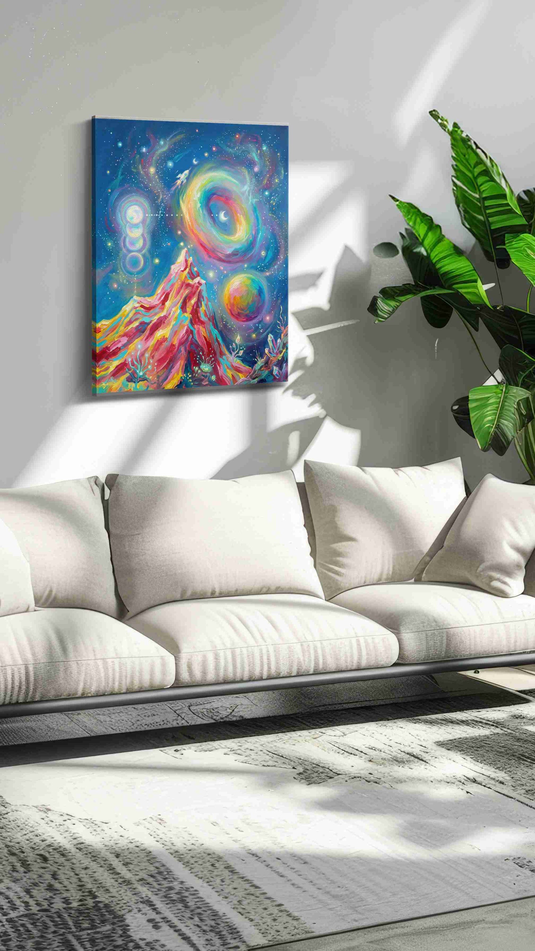 Cosmic Dreams Unveiled fantasy canvas print, on wall, lifestyle preview