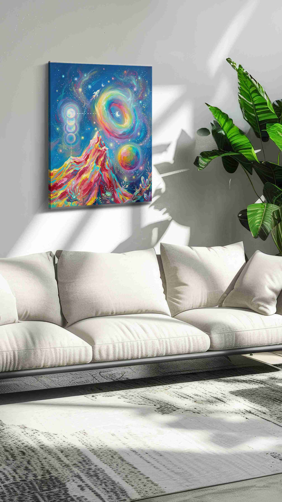 Cosmic Dreams Unveiled fantasy canvas print, on wall, lifestyle preview