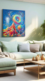 Cosmic Dreams Unveiled fantasy canvas print, hanging on wall