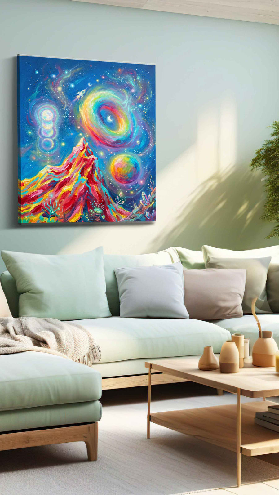 Cosmic Dreams Unveiled fantasy canvas print, hanging on wall