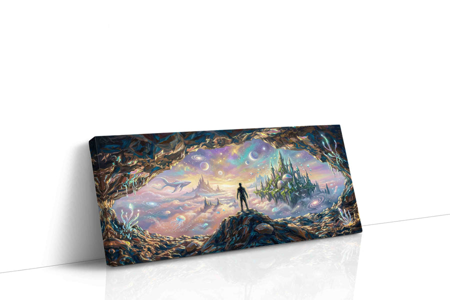 Dreamscape Beyond the Cave fantasy canvas print gallery-wrapped landscape canvas studio shot
