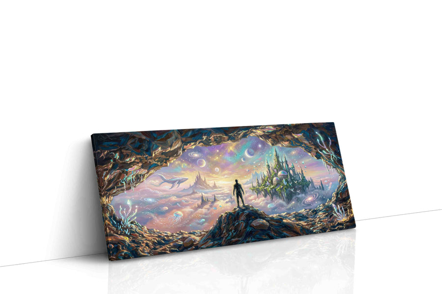 Dreamscape Beyond the Cave fantasy canvas print, gallery-wrapped, ready to hang