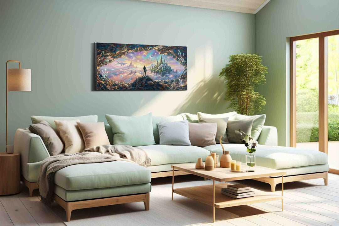 Dreamscape Beyond the Cave - Fantasy Wall Art, Magical Canvas Print, Mythical Art