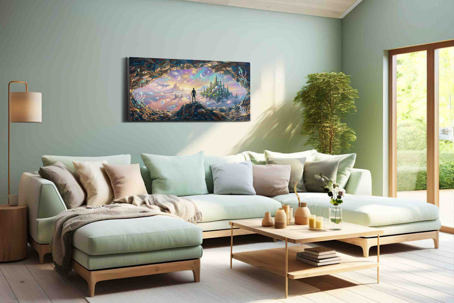 Dreamscape Beyond the Cave - Fantasy Wall Art, Magical Canvas Print, Mythical Art