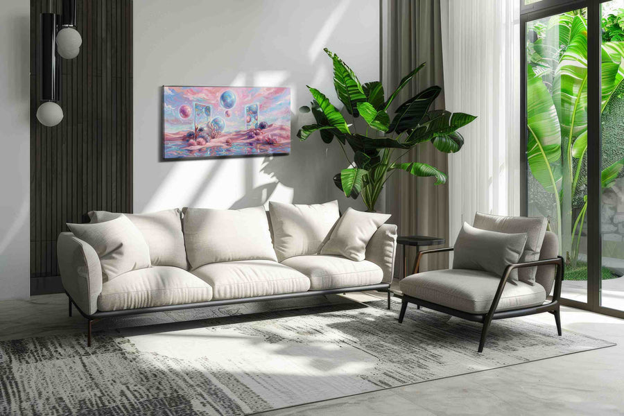 Dreamscape Portals fantasy canvas print, on wall, lifestyle preview