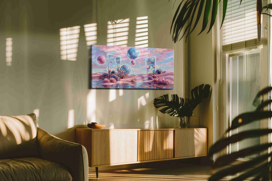 Dreamscape Portals fantasy canvas print in a contemporary interior mockup