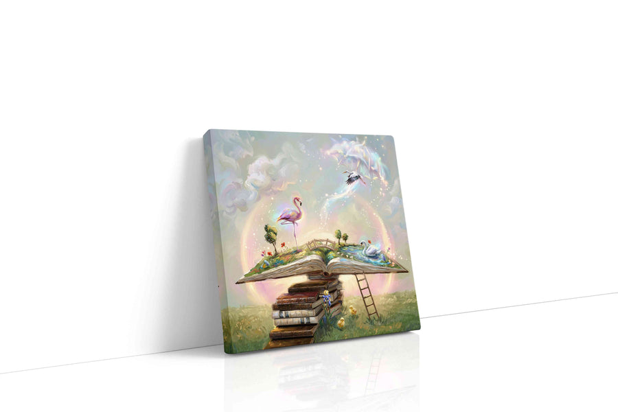Dreamscape of Literary Wonder fantasy canvas print gallery-wrapped square canvas studio shot