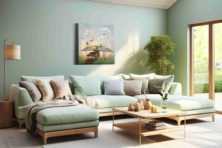 Dreamscape of Literary Wonder fantasy canvas print, hanging on wall