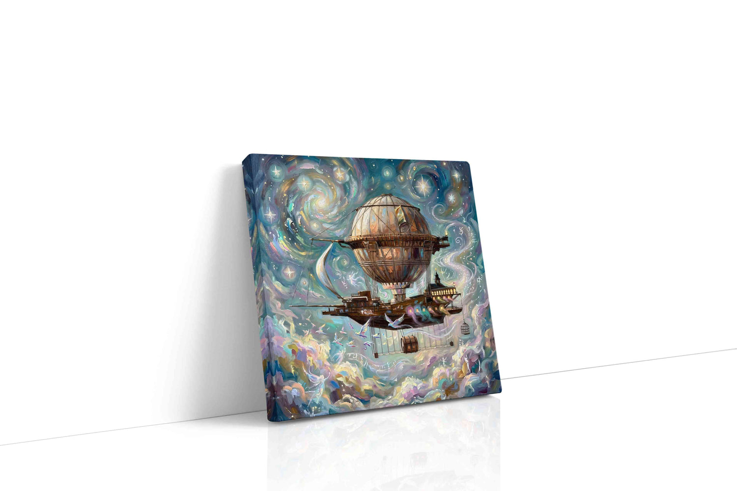 Dreamship in Celestial Skies fantasy canvas print, gallery-wrapped, ready to hang