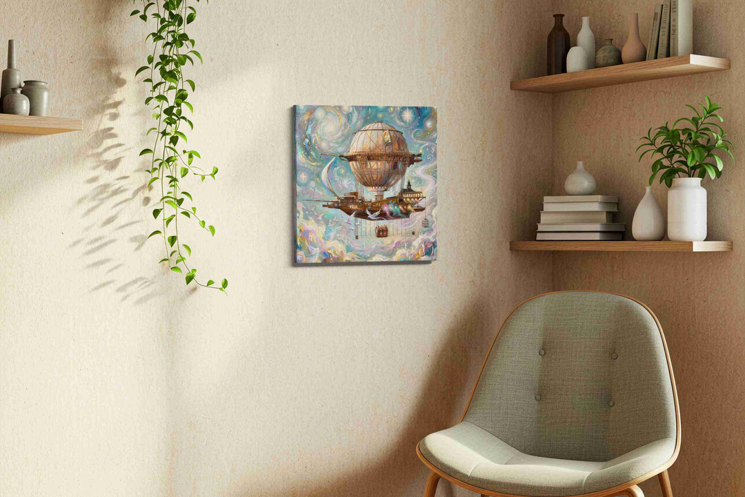 Dreamship in Celestial Skies - Fantasy Wall Art, Magical Canvas Print, Mythical Art