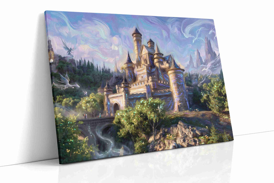Enchanted Castle Dreamscape - Fantasy Wall Art, Magical Canvas Print, Mythical Art