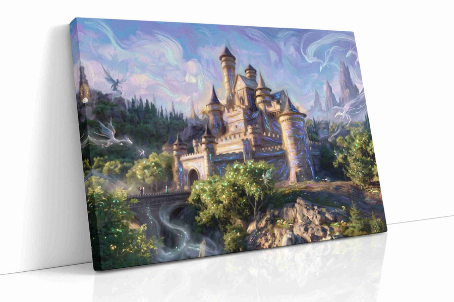 Enchanted Castle Dreamscape fantasy canvas print, gallery-wrapped, ready to hang