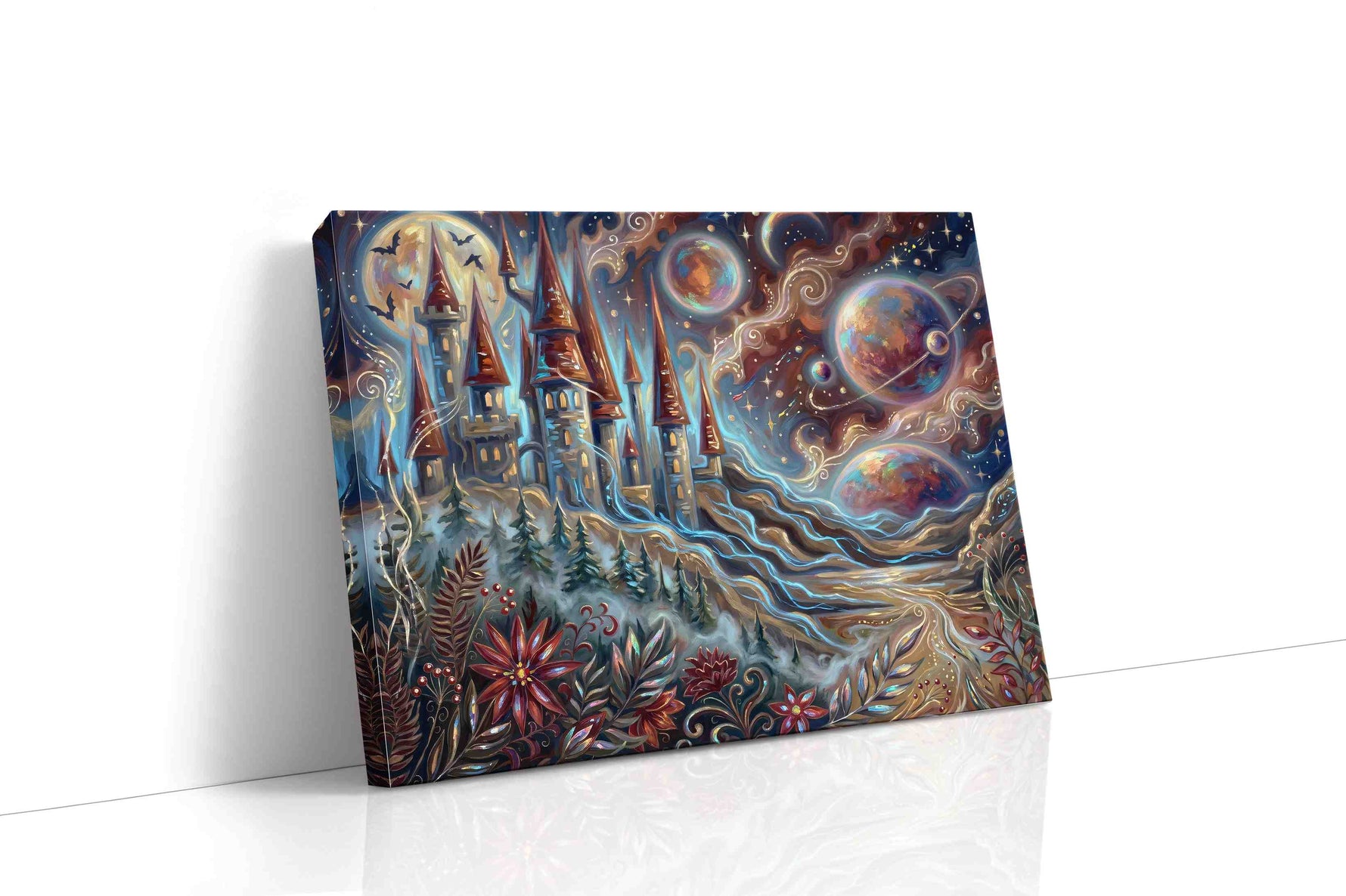 Enchanted Celestial Realm fantasy canvas print gallery-wrapped landscape canvas studio shot