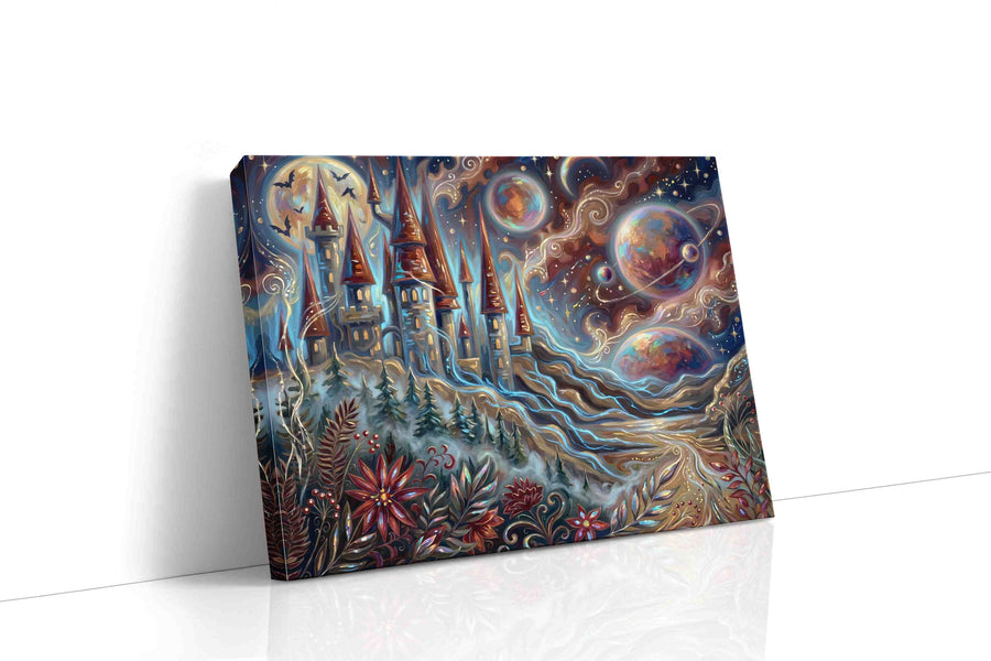 Enchanted Celestial Realm fantasy canvas print gallery-wrapped landscape canvas studio shot