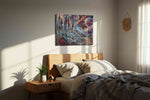 Enchanted Celestial Realm fantasy canvas print, displayed in a bedroom