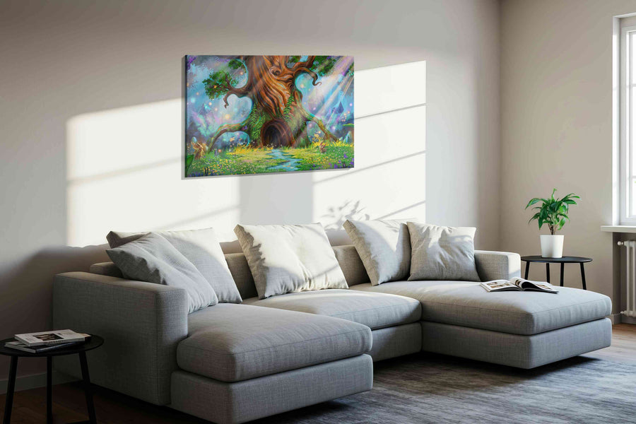 Enchanted Grove Whisper fantasy canvas print, displayed in a living room