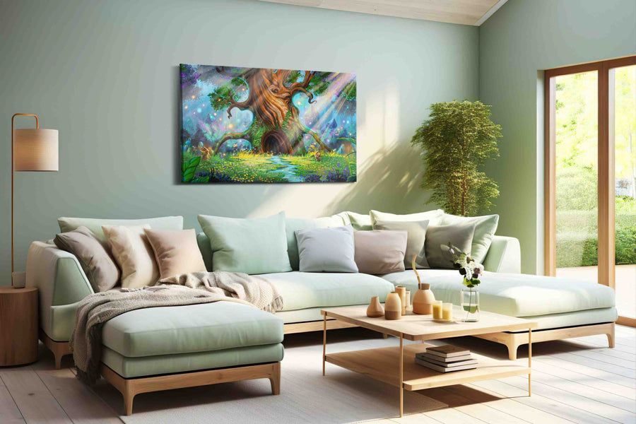 Enchanted Grove Whisper fantasy canvas print, hanging on wall