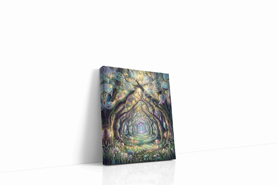 Enchanted Woodland Pathway fantasy canvas print, gallery-wrapped, ready to hang