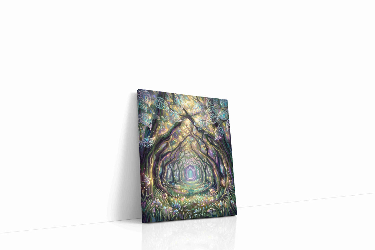 Enchanted Woodland Pathway fantasy canvas print gallery-wrapped portrait canvas studio shot
