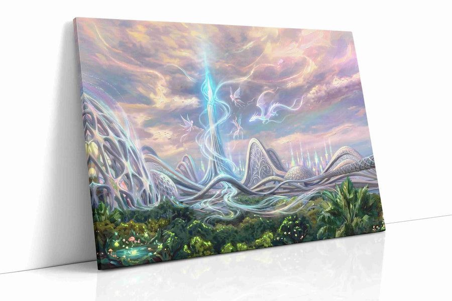 Ethereal City of Whimsy fantasy canvas print, gallery-wrapped, ready to hang