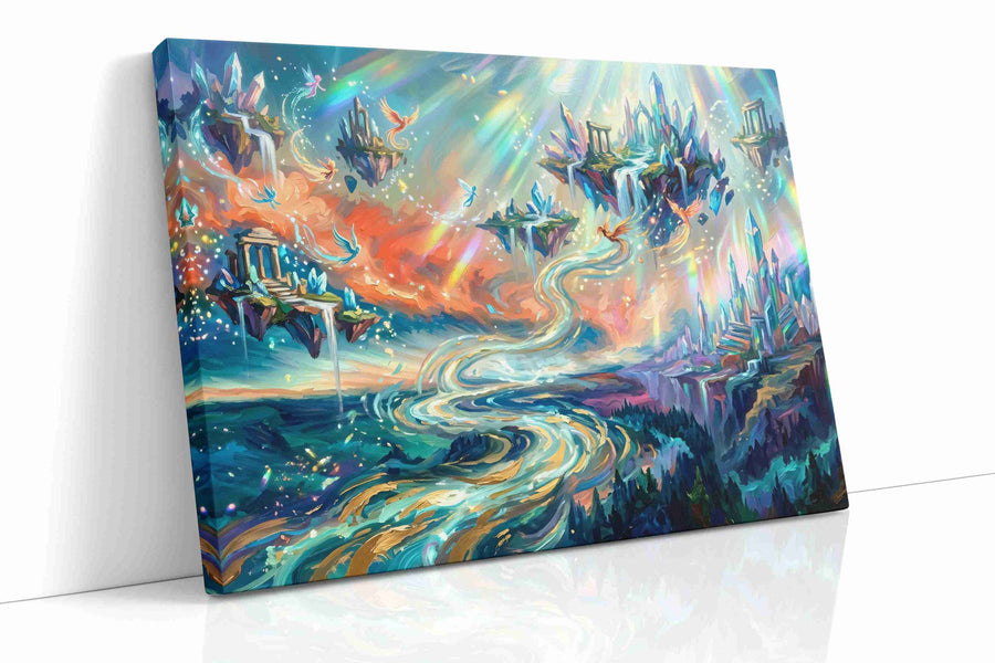 Ethereal Sky Kingdoms fantasy canvas print, gallery-wrapped, ready to hang