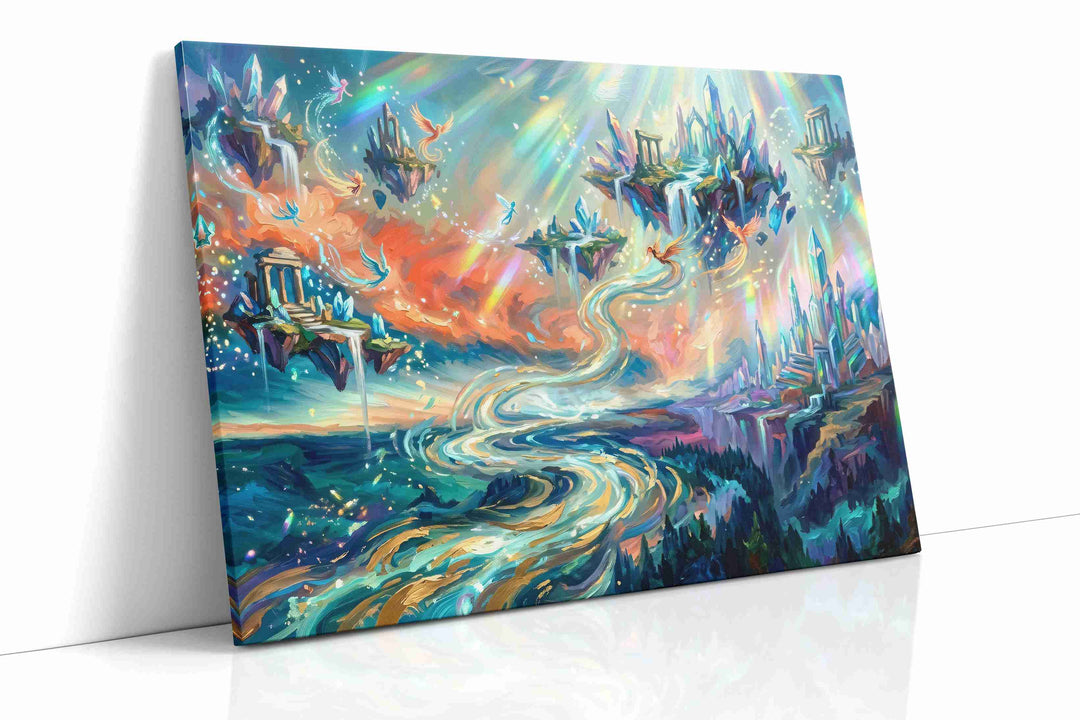 Ethereal Sky Kingdoms - Fantasy Wall Art, Magical Canvas Print, Mythical Art