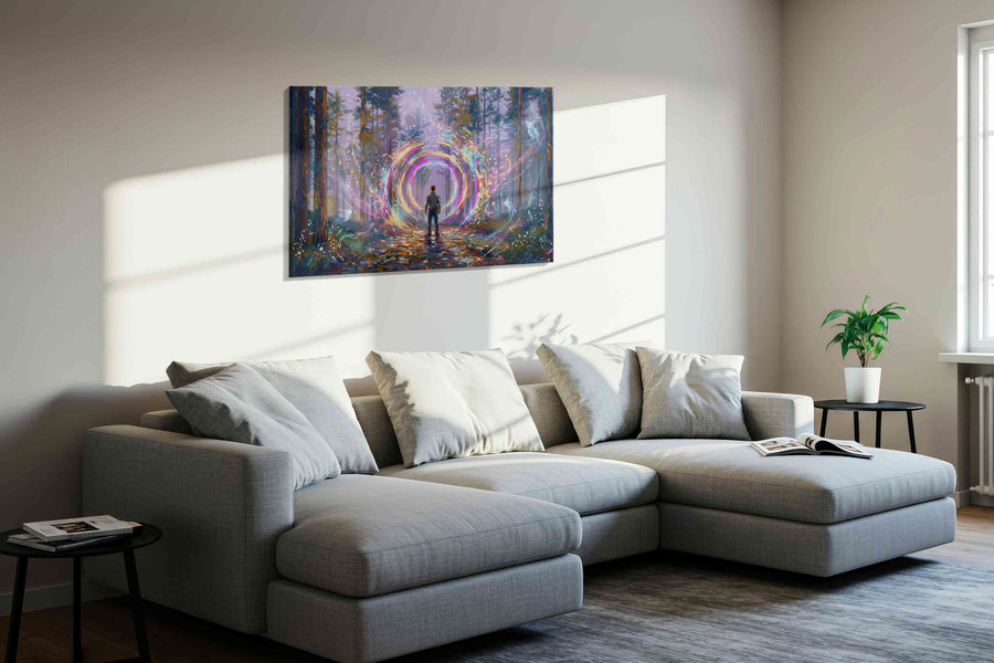 Gateway to Enchanted Realms fantasy canvas print, displayed in a living room