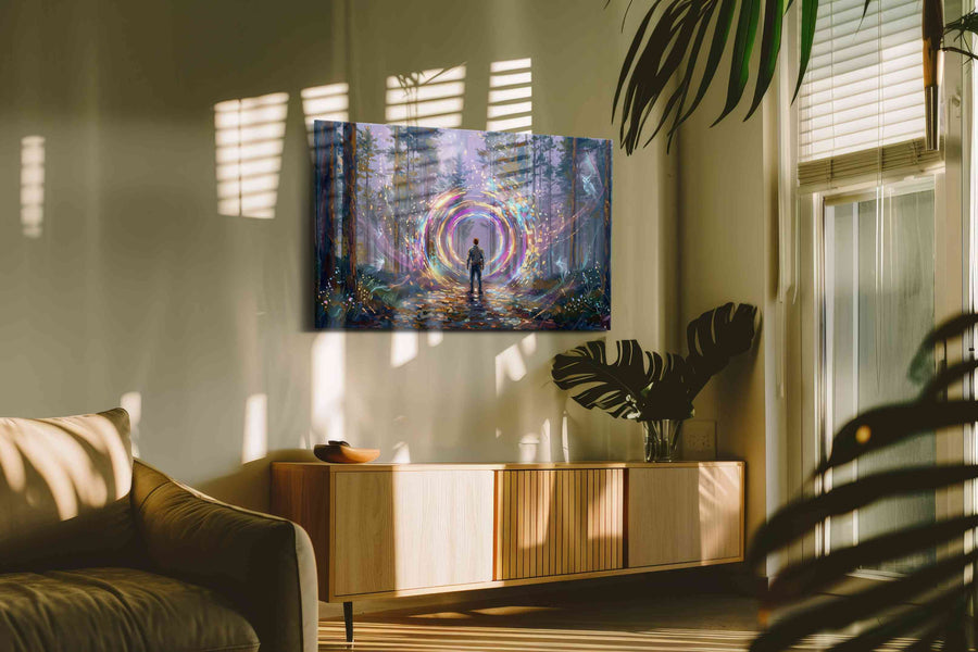 Gateway to Enchanted Realms fantasy canvas print, hanging on wall