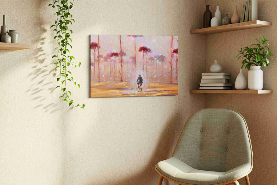 Journey Through Ethereal Woods fantasy canvas print, hanging on wall — view 2