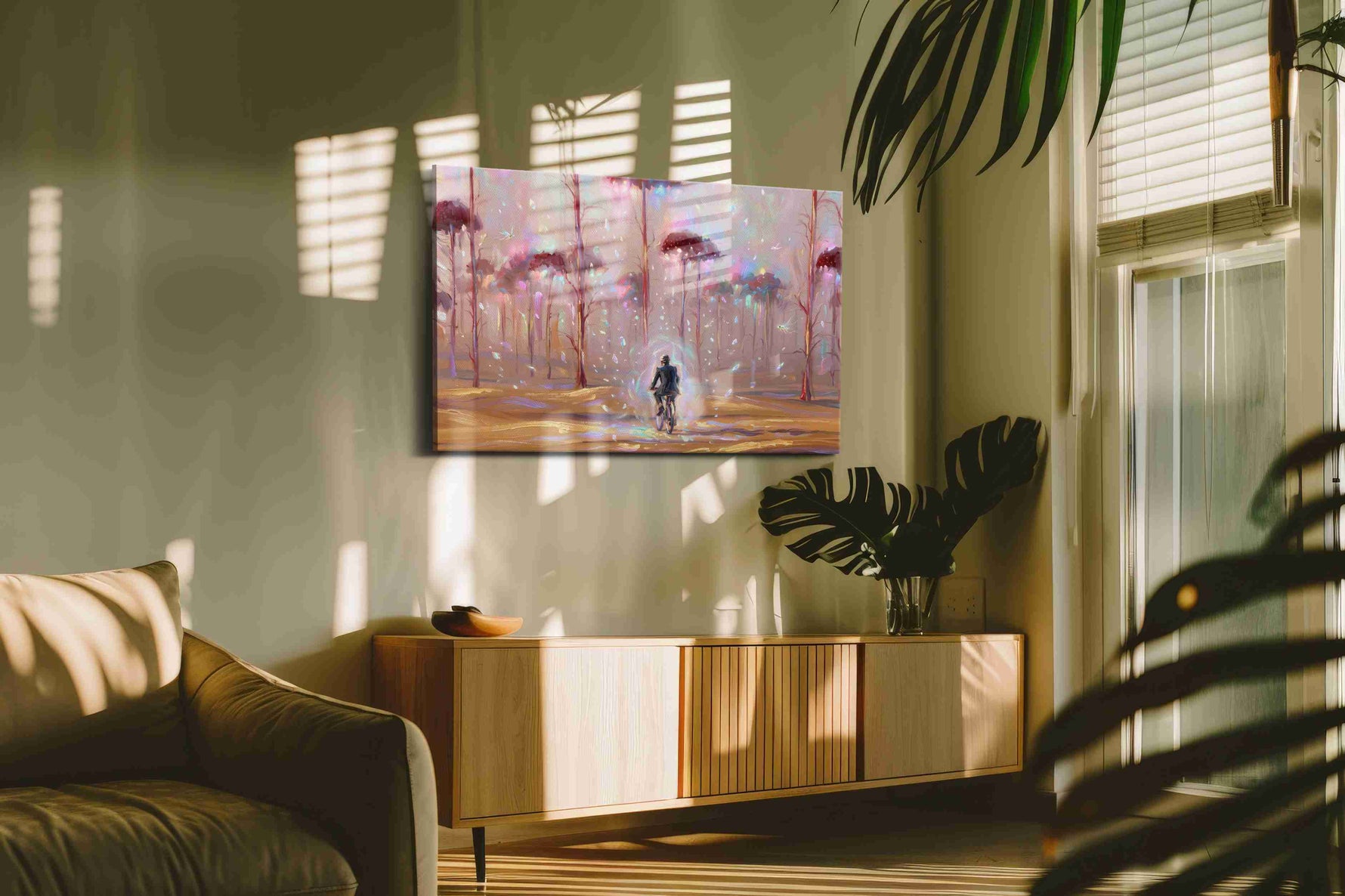 Journey Through Ethereal Woods fantasy canvas print in a hung canvas mockup
