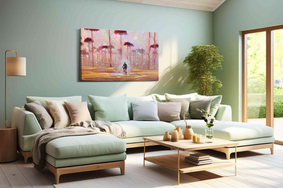 Journey Through Ethereal Woods fantasy canvas print shown in a wall scene