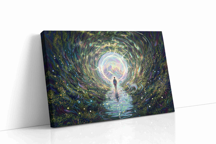 Journey Through the Luminous Veil fantasy canvas print, gallery-wrapped, ready to hang
