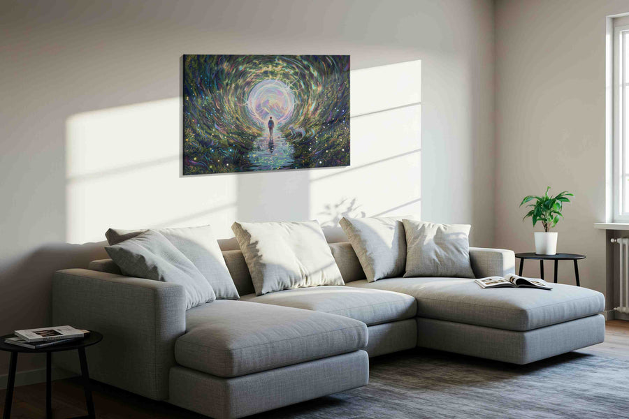 Journey Through the Luminous Veil fantasy canvas print, gallery-wrapped, ready to hang — view 2