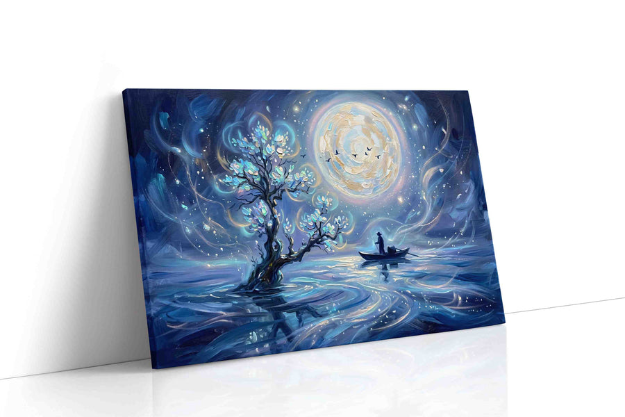 Lunar Serenity Voyage fantasy canvas print gallery-wrapped landscape canvas studio shot