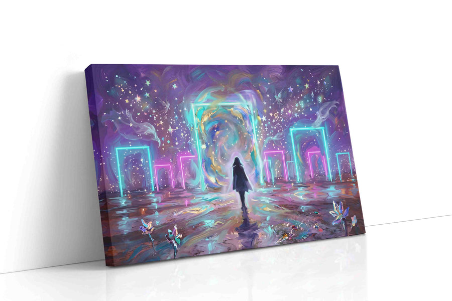Portal to the Cosmic Dream fantasy canvas print, gallery-wrapped, ready to hang