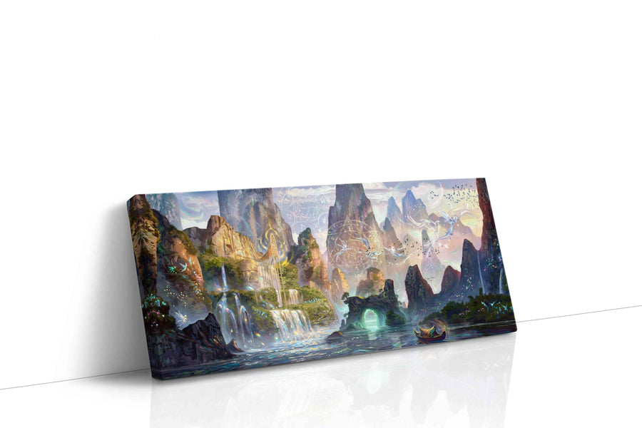 Whispers of the Enchanted Valley fantasy canvas print, gallery-wrapped, ready to hang